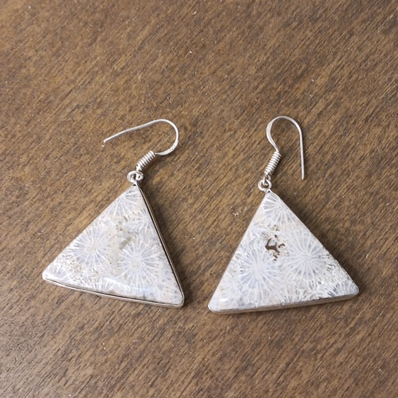 Hand Crafted Jewelry - Fossil Coral gemstone earrings